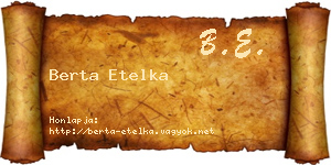 Berta Etelka névjegykártya